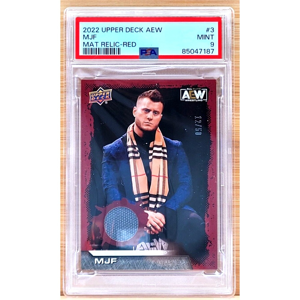 2021 UPPER DECK AEW MJF #D/50 MAT RELIC RED PSA 9